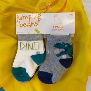 New Jumping Beans Dinosaur Crew Socks 4 Pairs, 3-12 months